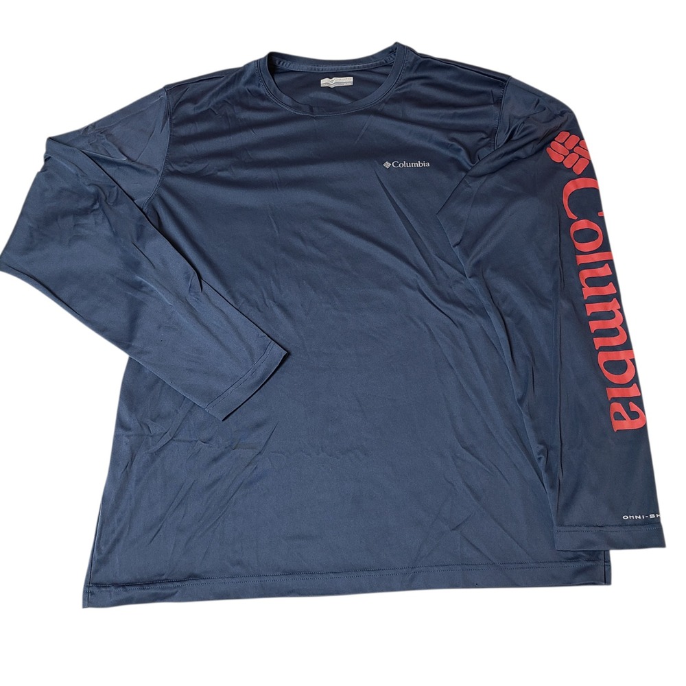 Columbia Fork Stream XL Omni Shade Long Sleeve Blue Shiny Lightweight